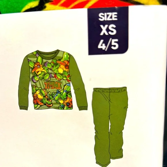 NWT Kids TMNT Size 4/5 Long Sleeved Soft Pajama Set - Picture 3 of 3